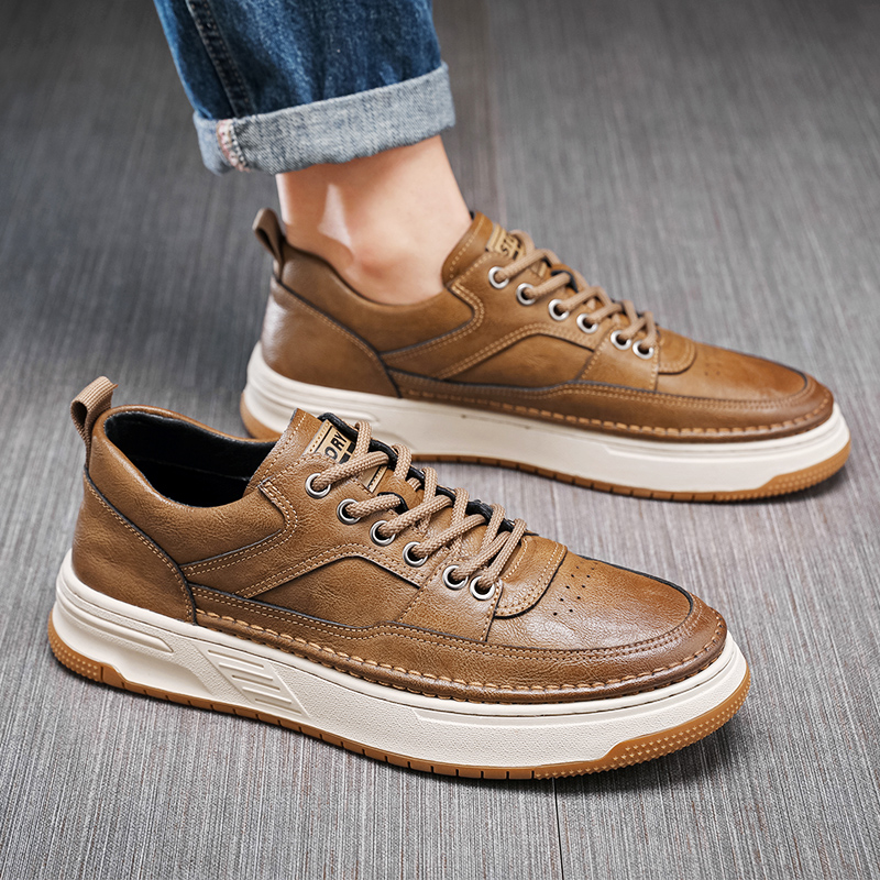 Men'S Shoes Smart - ヴィンテージ メンズ ブローグシューズ ボンディングレザー ダメージ加工 レースアップ