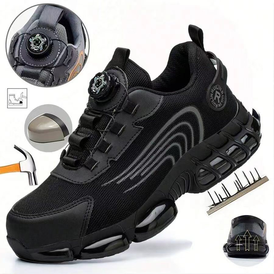 Men'S Shoes With Toes - オールシーズン対応の男女兼用スチールトゥ作業靴、耐衝撃性スチールトゥキャップスニーカーブーツ、軽量で快適な産業用安全靴、耐摩耗性と耐久性があり、建設作業や日常使用に最適、全サイズ展開、労働節や父の日のギフトに最適。