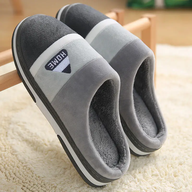 Men'S Shoes Non Slip - ビッグサイズ 48 49 男性ホームスリッパ女性冬暖かいスライドカジュアルフラリーシューズカップル屋内ノンスリップ寝室コンフォートフラット