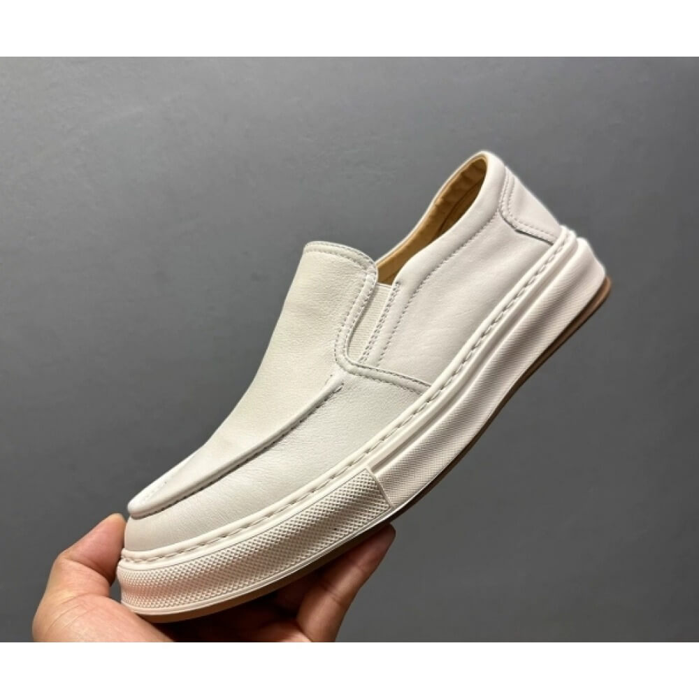 Men'S Shoes Smart - 高級ホワイトレザーカジュアルローファー – 終日快適＆多用途スマートカジュアルウェア