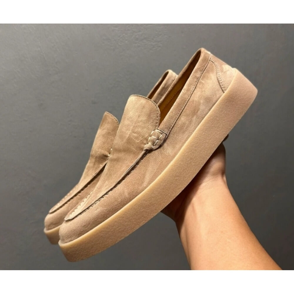 Men'S Shoes Smart - ラグジュアリーなベージュのスエードプラットフォームローファー – 終日快適で万能なスマートカジュアルウェア