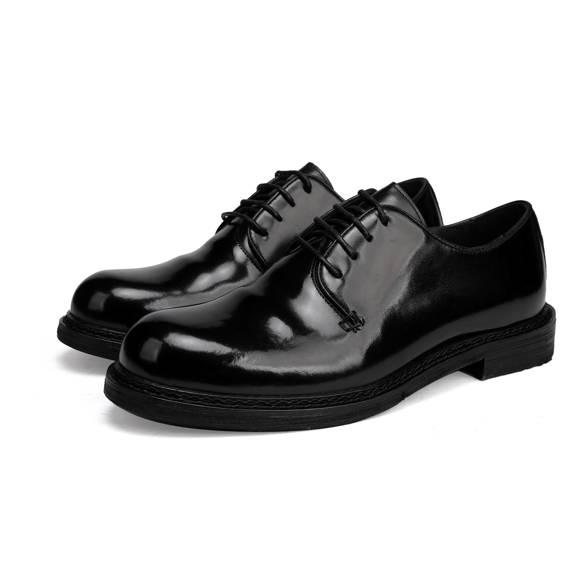 Men'S Shoes Smart - メンズフォーマルダービーシューズ、グッドイヤーウェルト製法のコードバンレザーソール、ビジネス向け、洗練されたブラックホースハイド＆スマートカジュアルスタイル