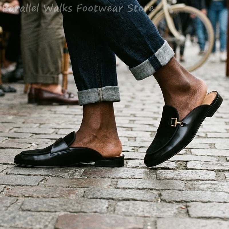 Men'S Shoes Smart - スマートカジュアル メンズ スエード パテントレザー ミュール バックレス