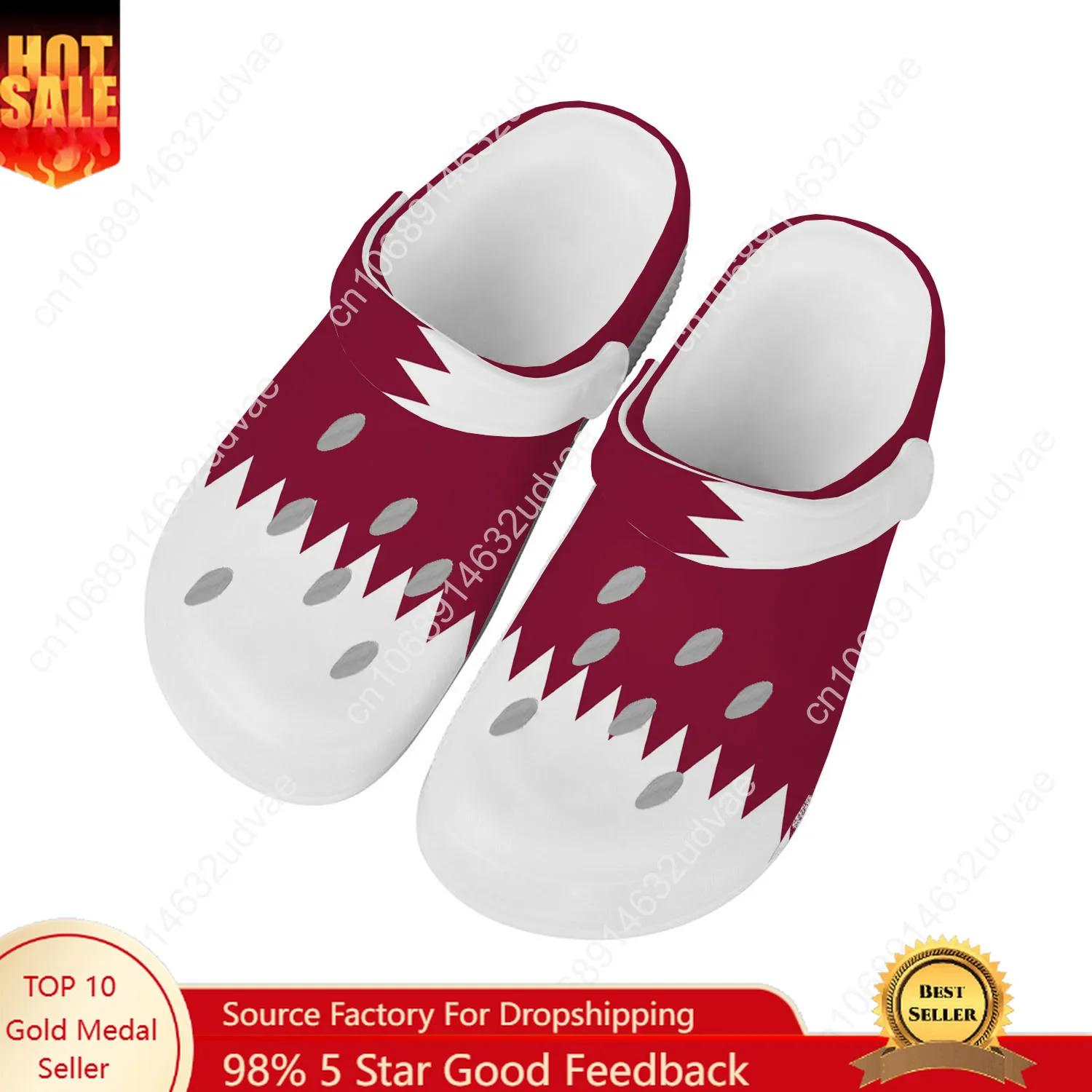 Men Shoes Qatar - カタール国旗ウォーターシューズ男性女性ノンスリップホームガーデン下駄カスタマイズサンダルビーチ通気性穴スリッパ