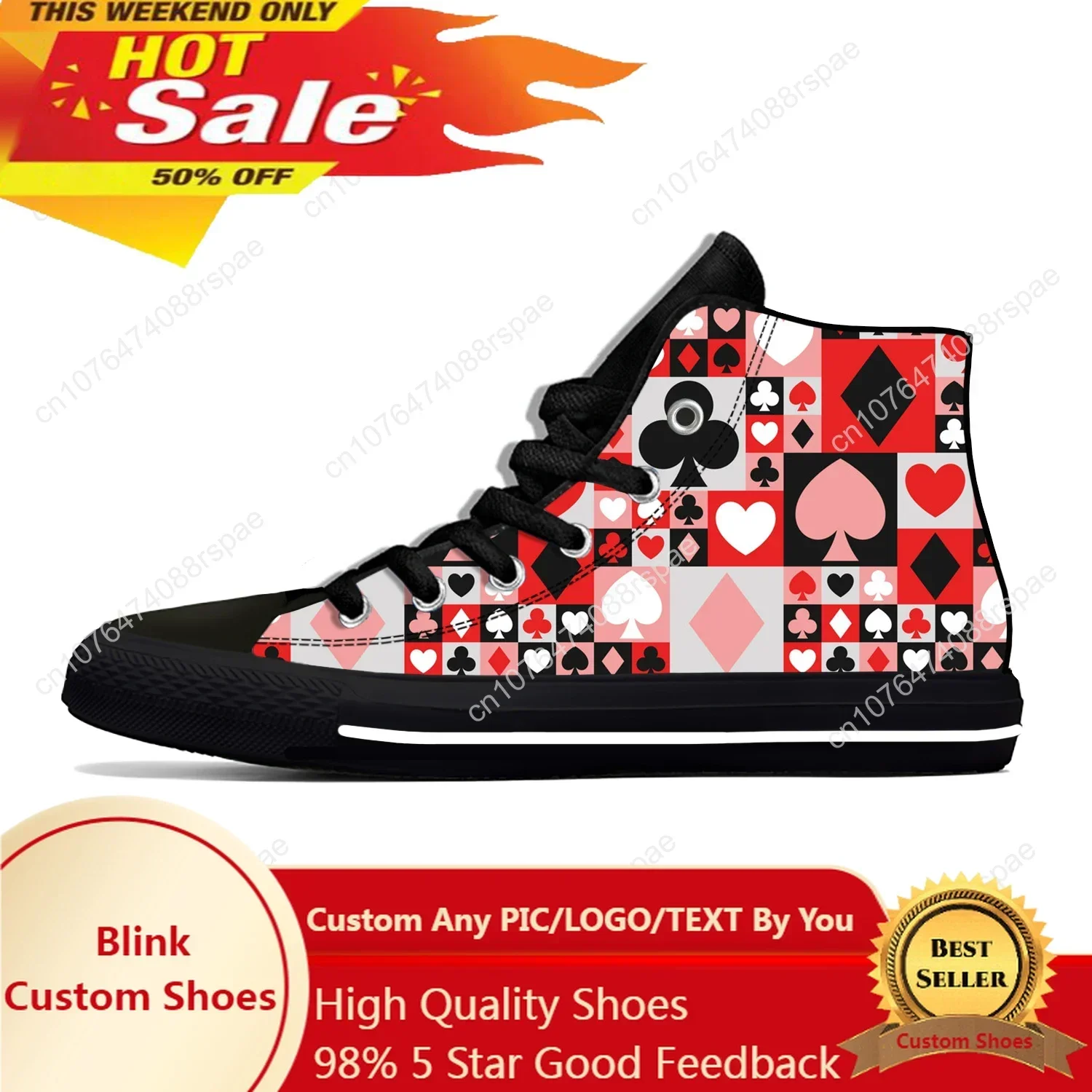 Canvas Sneaker High - 夏トランプシンボルポーカーカジノおかしいボードシューズカジュアルシューズハイトップ軽量通気性男性女性ホットスニーカー