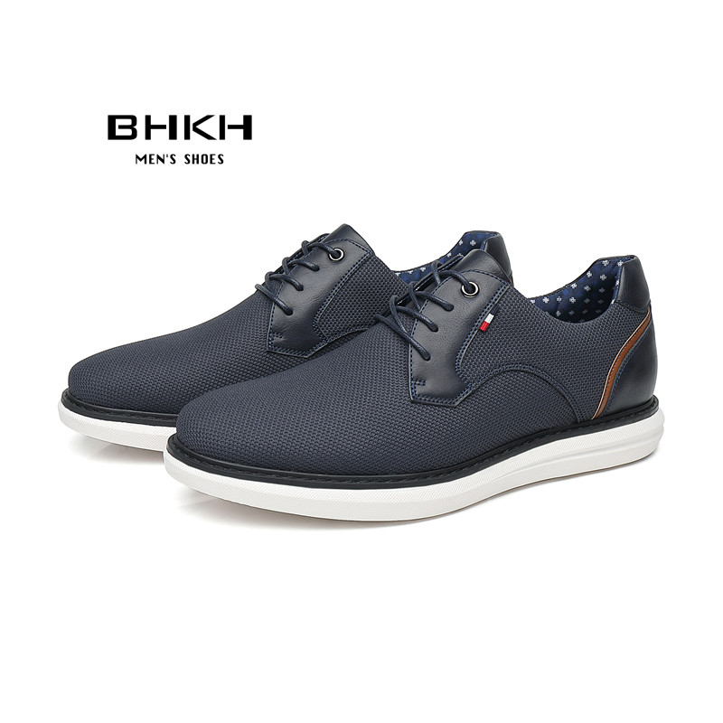 Men'S Shoes Smart - BHKH 2026 本革ドレスシューズ 快適メンズカジュアルシューズ スマートビジネスワークオフィス レースアップメンズシューズ
