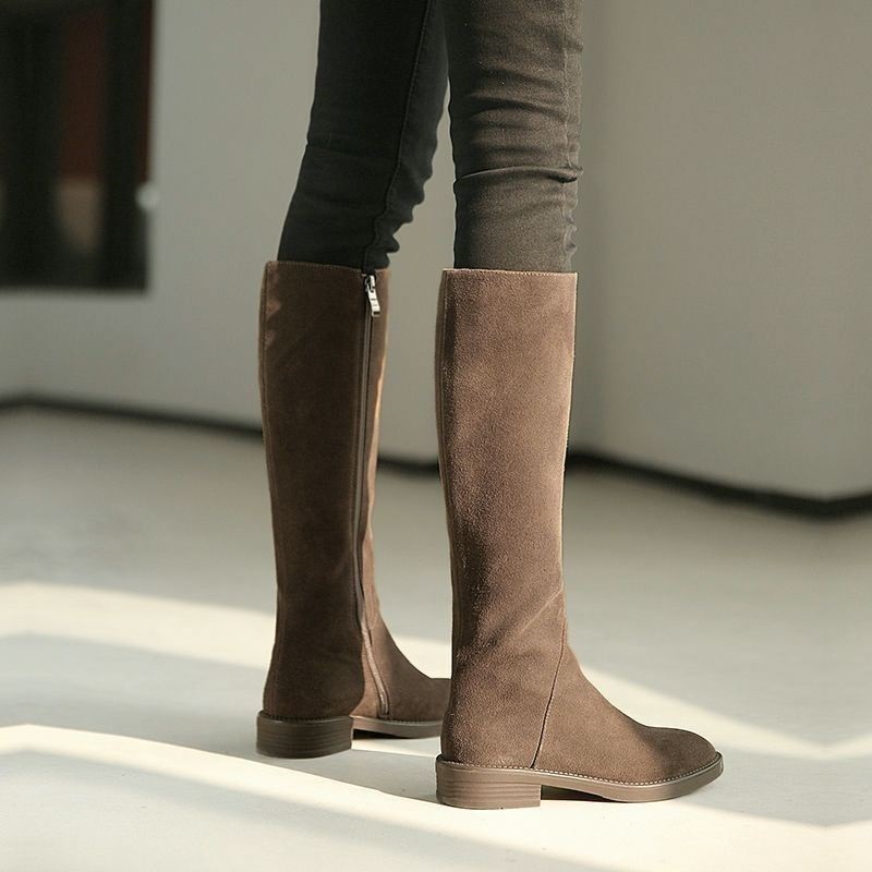 Men Shoes Elegant - 女性の冬用暖かいクールシューズグリルソリッドブーツレディースファッションフェイクファーブラックロングブーツ