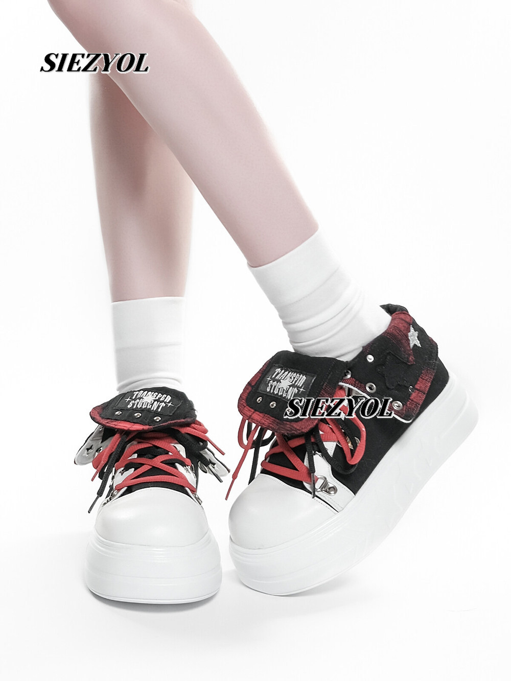 Canvas Sneaker High - 秋の新作オリジナルサブカルチャー厚底スニーカー甘い女の子学生向け簡単コーディネートラペルハイカットキャンバスシューズ