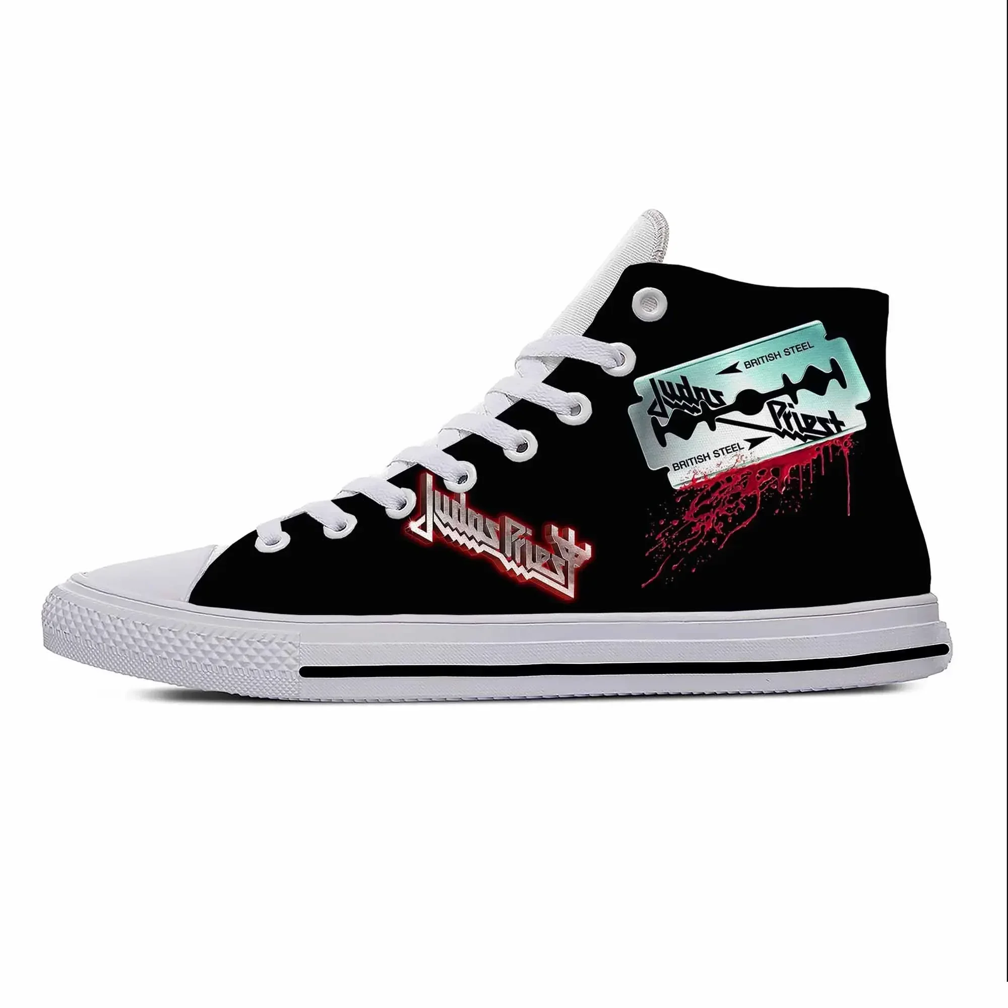 Canvas Sneaker High - プリーストヘビーメタルロックバンド音楽ジューダスファッションカジュアル布靴ハイトップ軽量通気性 3D プリント男性女性スニーカー