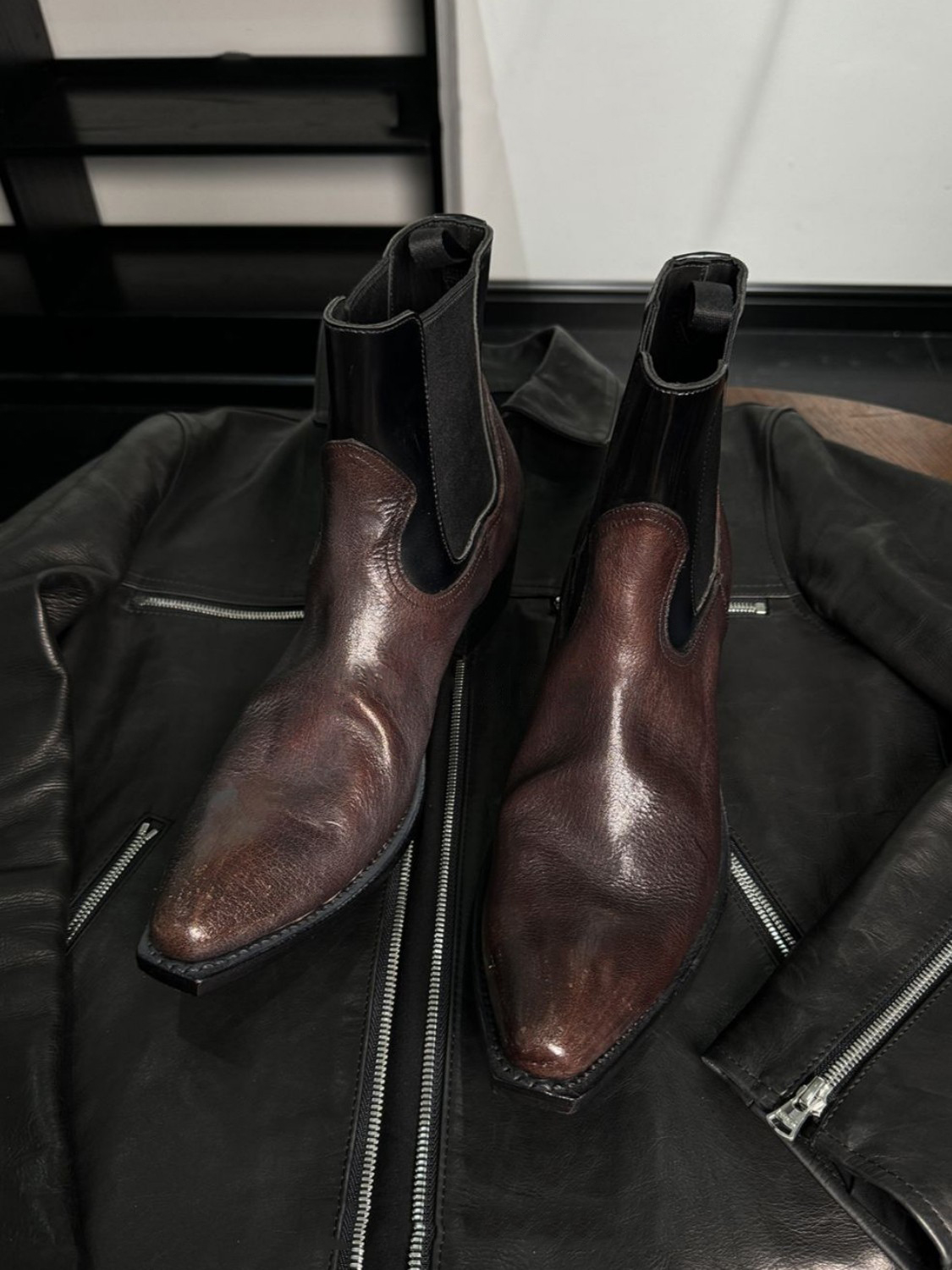 Men'S Shoes Smart - メンズ ブラック レザー チェルシーブーツ スタイリッシュな伸縮性パネル ローヒール