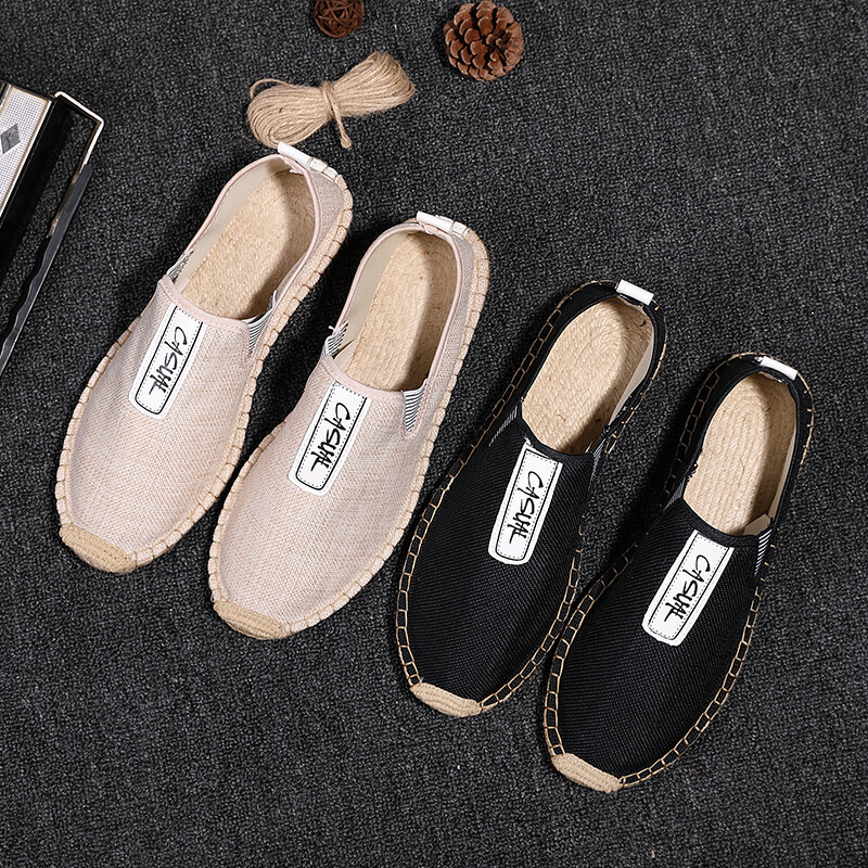 Men Shoes Elegant - リネン製メンズカジュアルシューズ ローファー メンズフラットシューズ 編み込みフィッシャーマンシューズ メンズハンドメイドフラットシューズ エスパドリーユ
