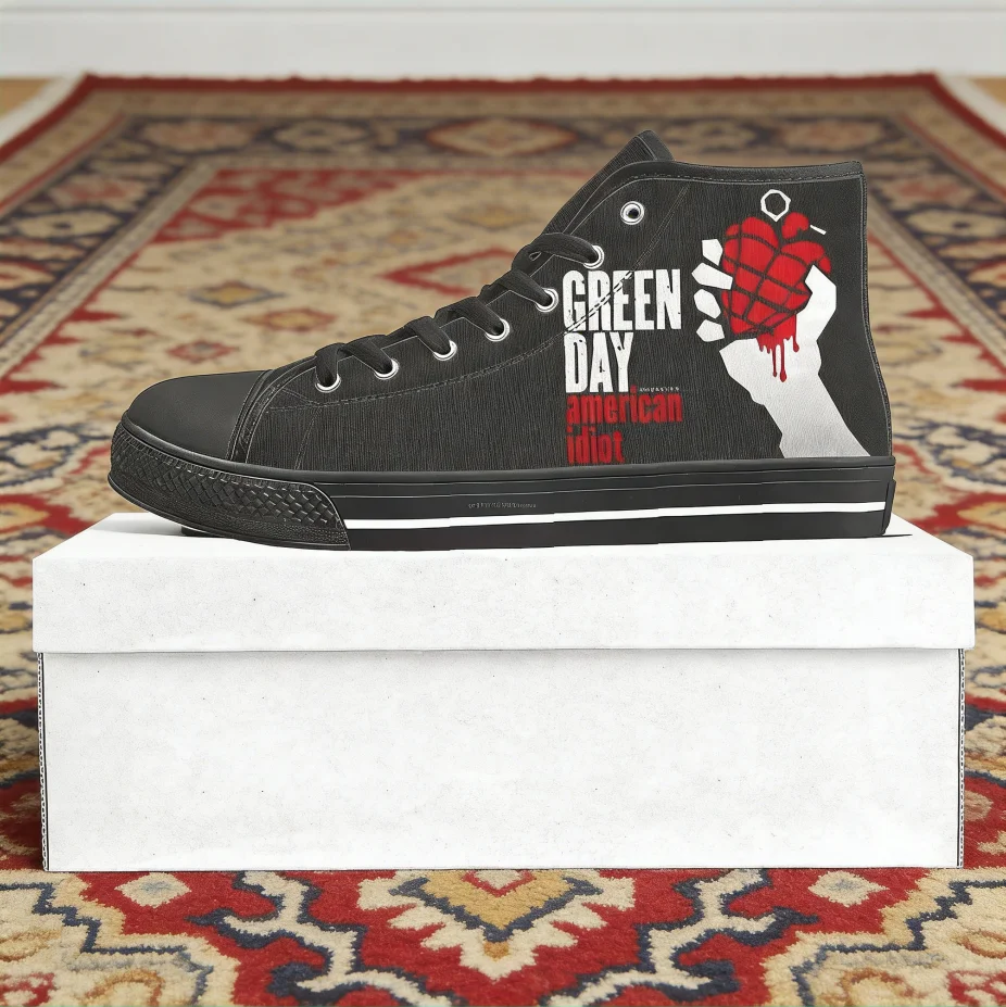 カスタムグリーンデイバンドハイカットキャンバススニーカー、ポ - Canvas Sneaker High のレビューと価格
