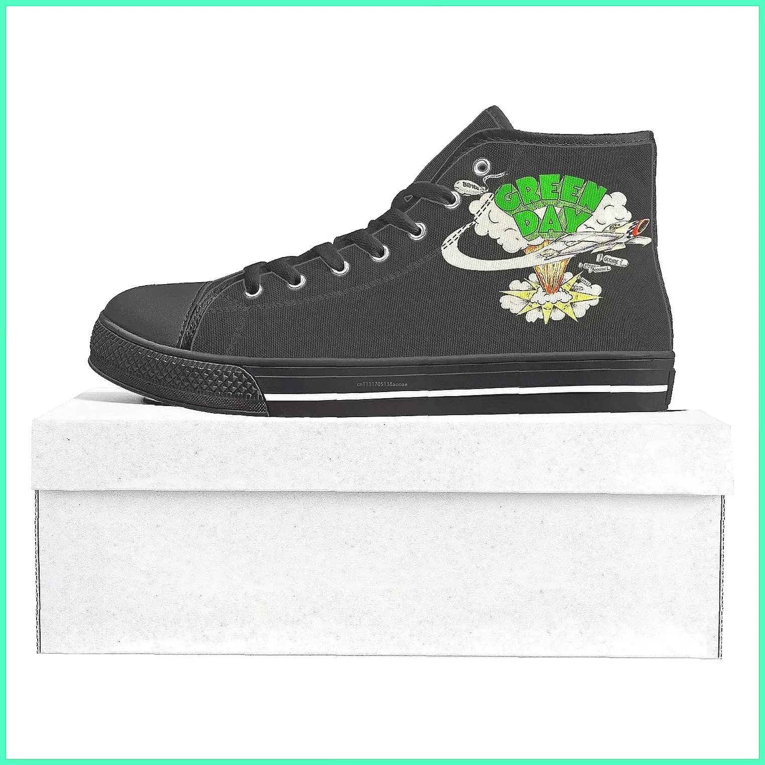 カスタムグリーンデイバンドハイカットキャンバススニーカー、ポ - Canvas Sneaker High のレビューと価格
