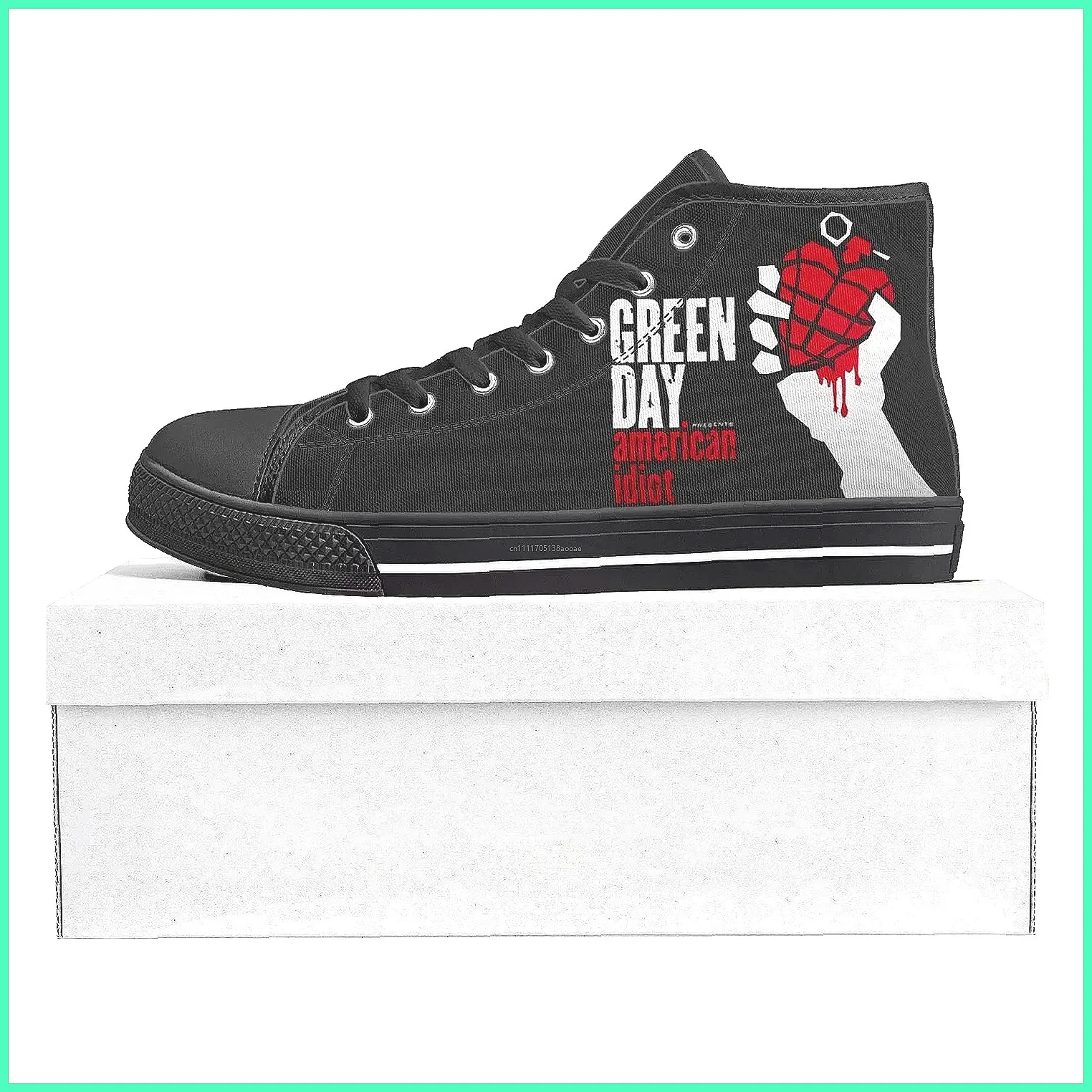 カスタムグリーンデイバンドハイカットキャンバススニーカー、ポ - Canvas Sneaker High のレビューと価格