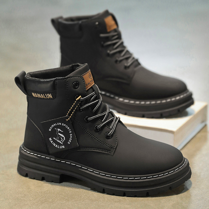 クラシックメンズハイカットブーツ高品質イエローレザーブーツフ - Canvas Sneaker High のレビューと価格