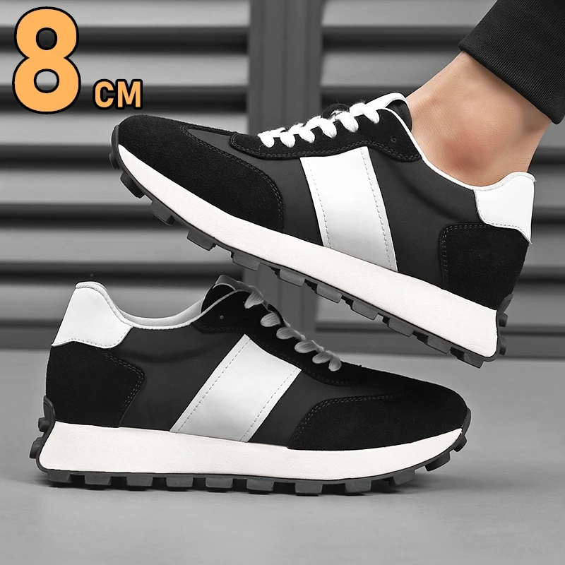 男エレベーターカジュアルスニーカー牛スエードレザーレースアッ - Men Shoes Size Chart のレビューと価格