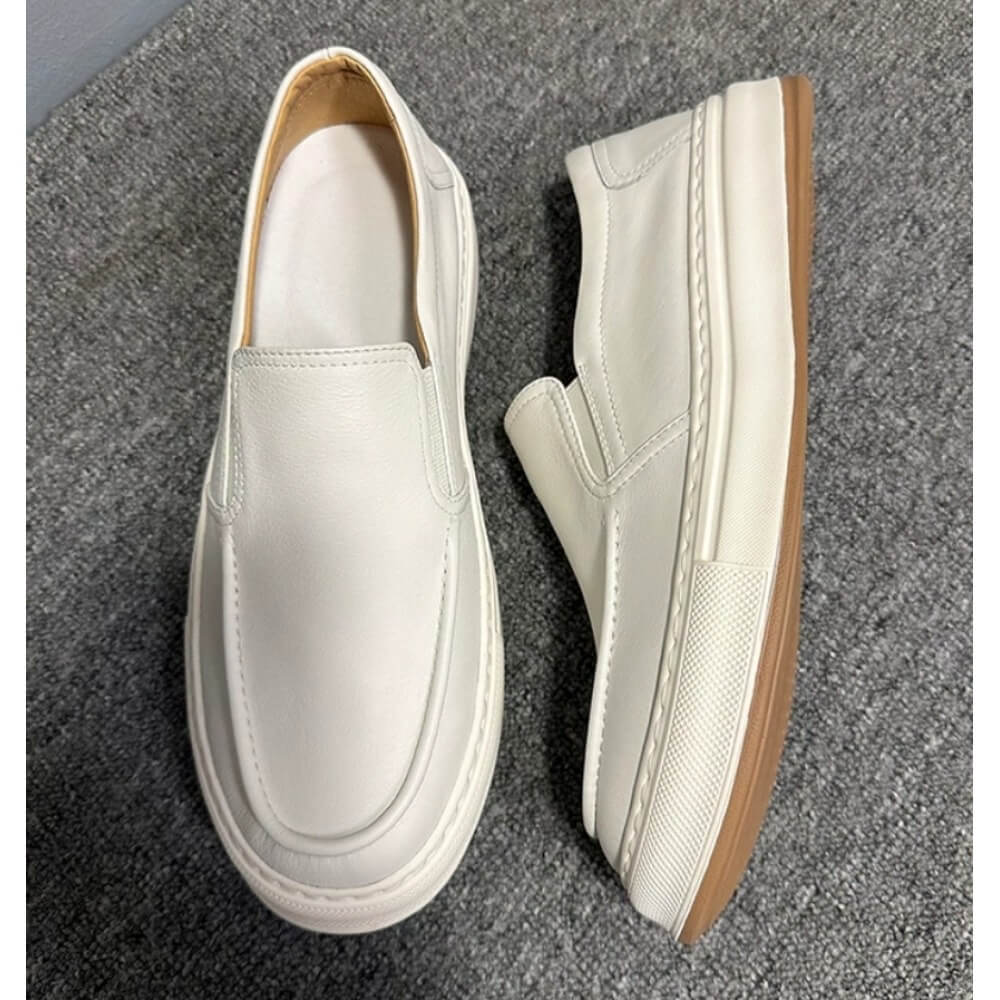 高級ホワイトレザーカジュアルローファー – 終日快適＆多用途 - Men'S Shoes Smart のレビューと価格