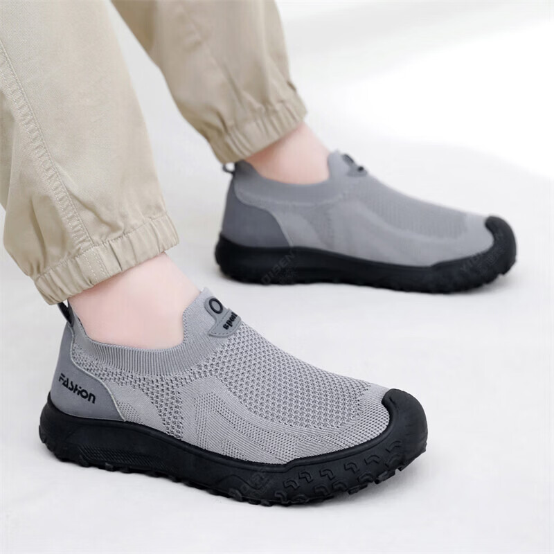 夏のメンズカジュアルシューズ弾性スリップオンデザイン衝突防止 - Men'S Shoes With Toes のレビューと価格