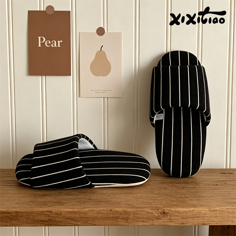 XIXITIAO ストライプ室内スリッパ女性男性四季カップル - Men'S Shoes With Toes のレビューと価格