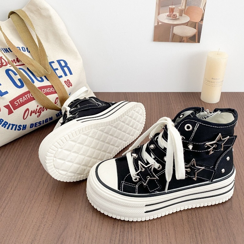 女性の靴新しい韓国語版チャンキースニーカー女性のためのファッ - Canvas Sneaker High のレビューと価格