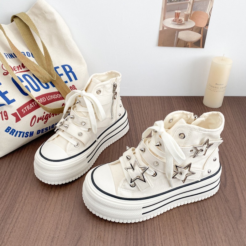 女性の靴新しい韓国語版チャンキースニーカー女性のためのファッ - Canvas Sneaker High のレビューと価格