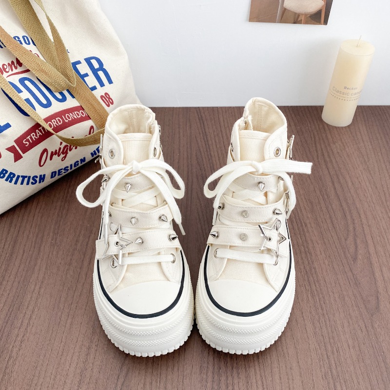 女性の靴新しい韓国語版チャンキースニーカー女性のためのファッ - Canvas Sneaker High のレビューと価格