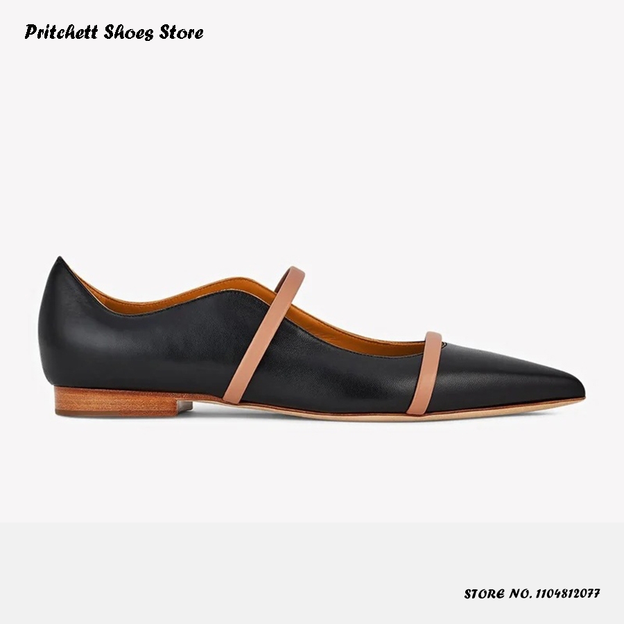 レディース ダブルストラップ レザー バレエシューズ ポイン - Men'S Shoes With Toes のレビューと価格