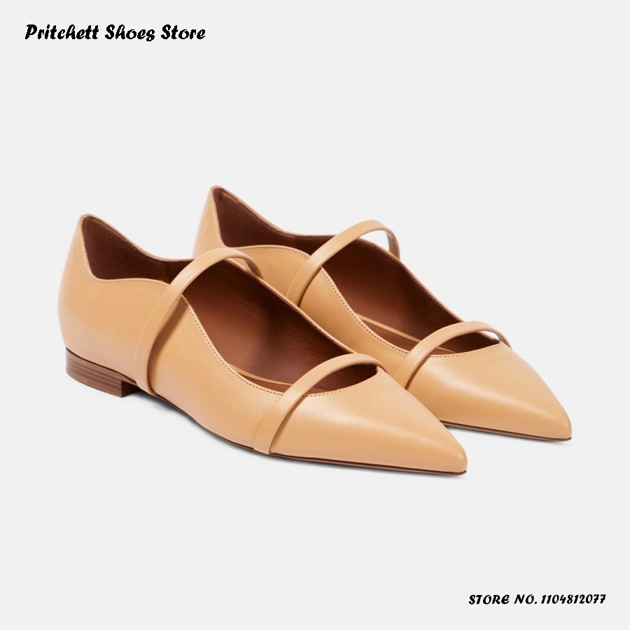 レディース ダブルストラップ レザー バレエシューズ ポイン - Men'S Shoes With Toes のレビューと価格
