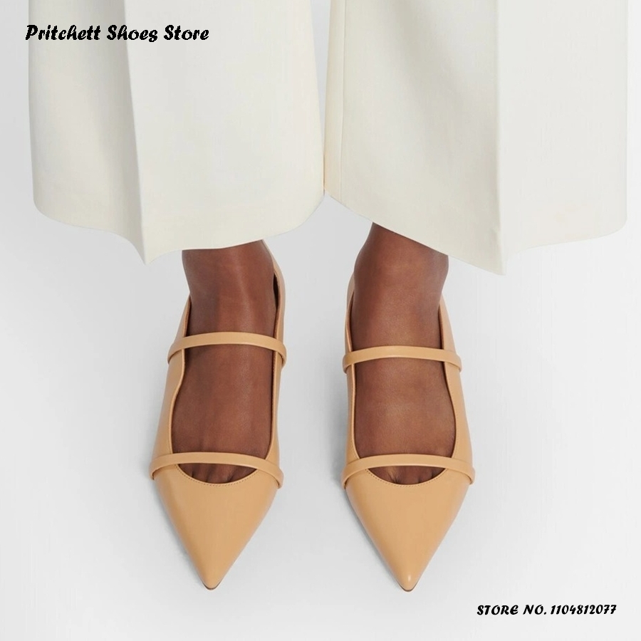 レディース ダブルストラップ レザー バレエシューズ ポイン - Men'S Shoes With Toes のレビューと価格