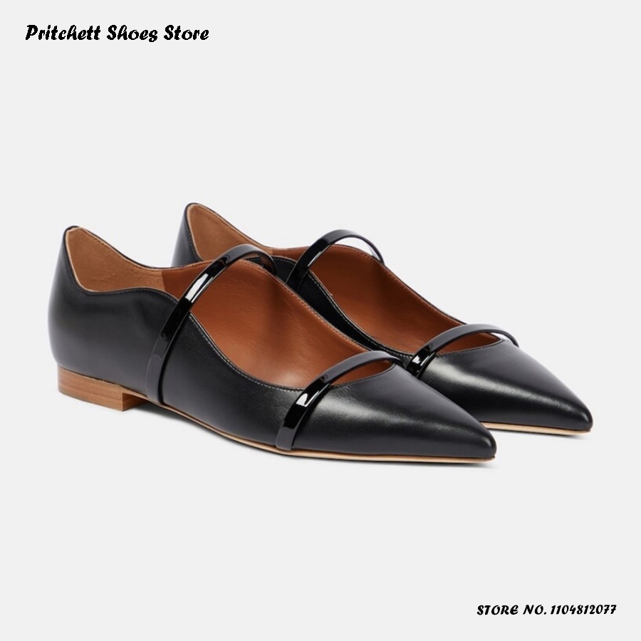 レディース ダブルストラップ レザー バレエシューズ ポイン - Men'S Shoes With Toes のレビューと価格