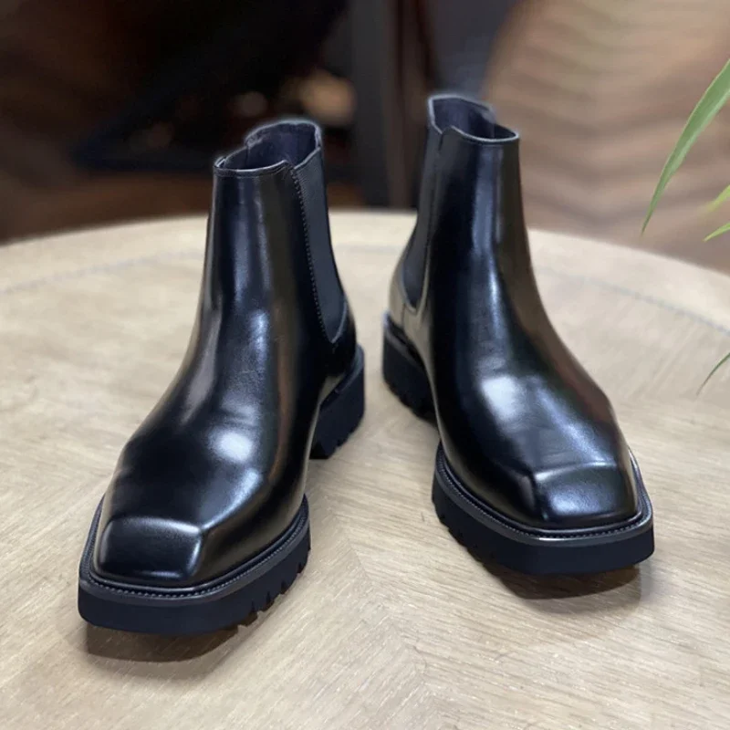エレガントなメンズ本革ブーツ高級手作り品質秋英国スタイルスリ - Men Shoes Elegant のレビューと価格