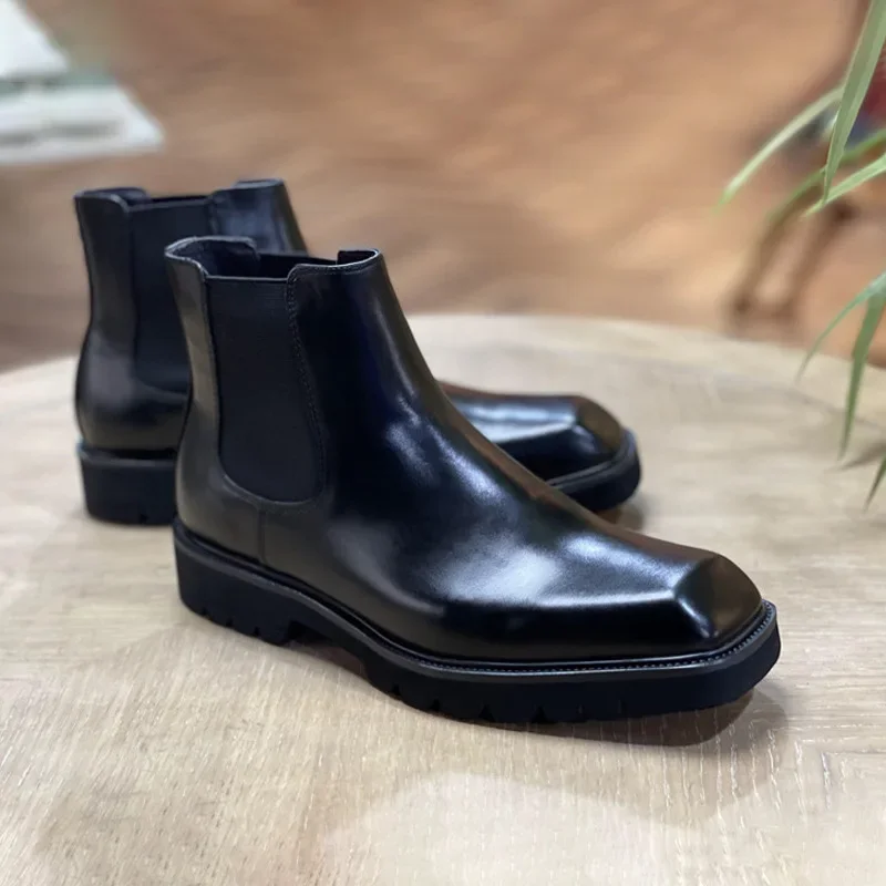 エレガントなメンズ本革ブーツ高級手作り品質秋英国スタイルスリ - Men Shoes Elegant のレビューと価格