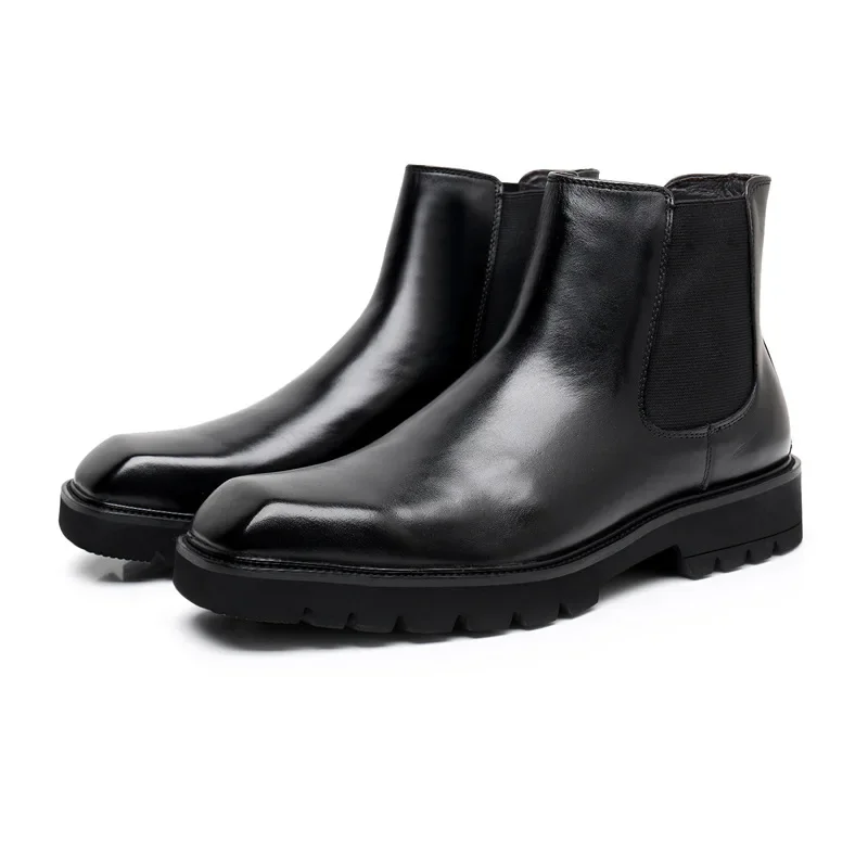 エレガントなメンズ本革ブーツ高級手作り品質秋英国スタイルスリ - Men Shoes Elegant のレビューと価格