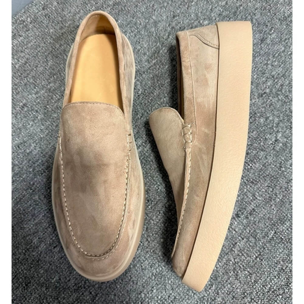ラグジュアリーなベージュのスエードプラットフォームローファー - Men'S Shoes Smart のレビューと価格