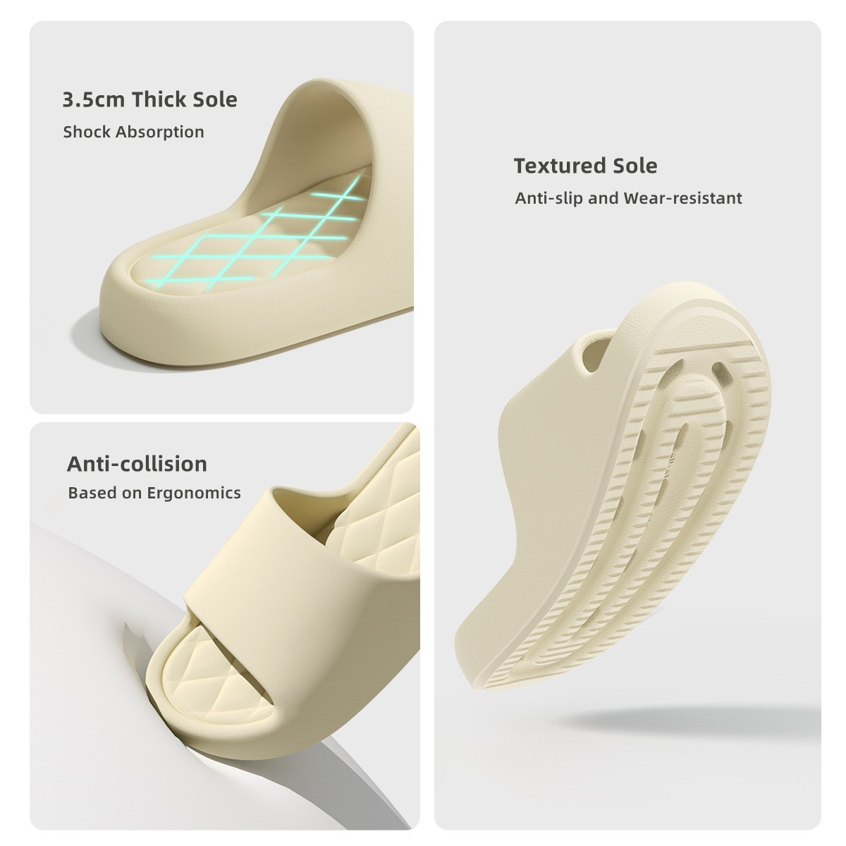女性用サマースリッパ 3.5cm厚底スライドビーチサンダル  - Men'S Shoes Non Slip のレビューと価格