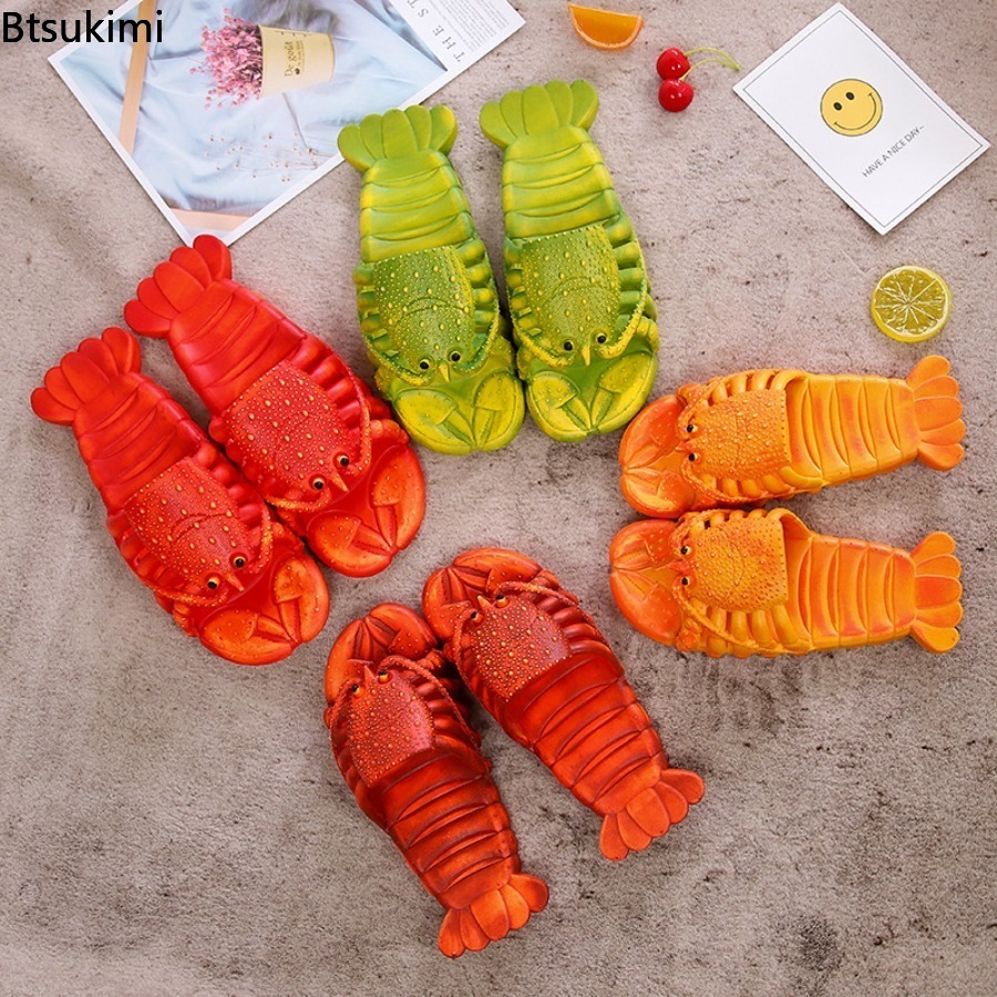 2026年新作 夏用 楽しい漫画風ロブスタースリッパ PVC - Men'S Shoes Non Slip のレビューと価格