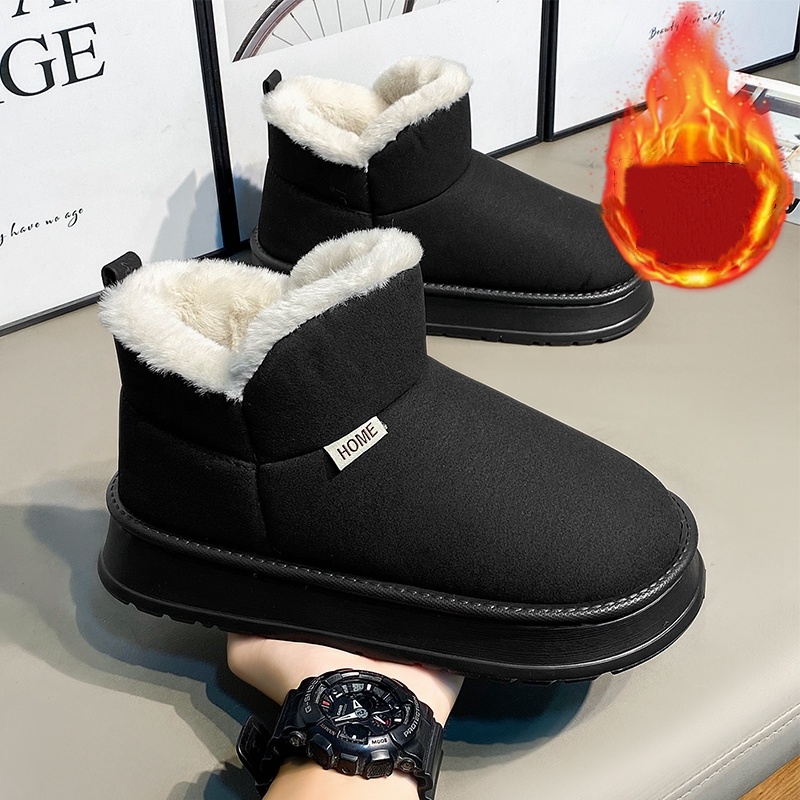 人気の秋冬用裏起毛暖かいカップルスタイルのスノーブーツと綿靴 - Men'S Shoes Popular のレビューと価格