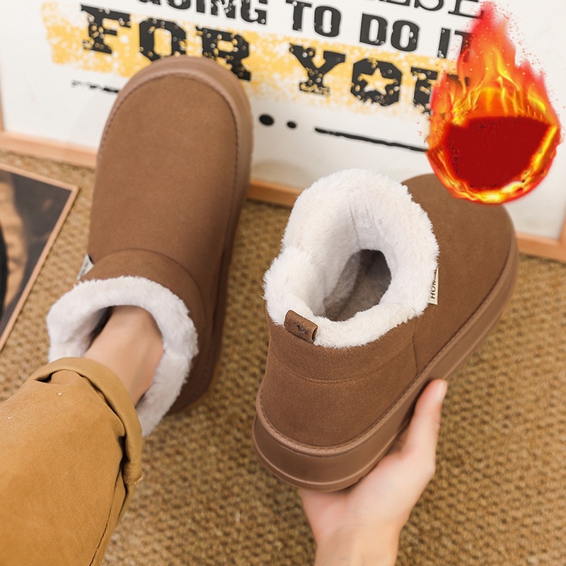 人気の秋冬用裏起毛暖かいカップルスタイルのスノーブーツと綿靴 - Men'S Shoes Popular のレビューと価格