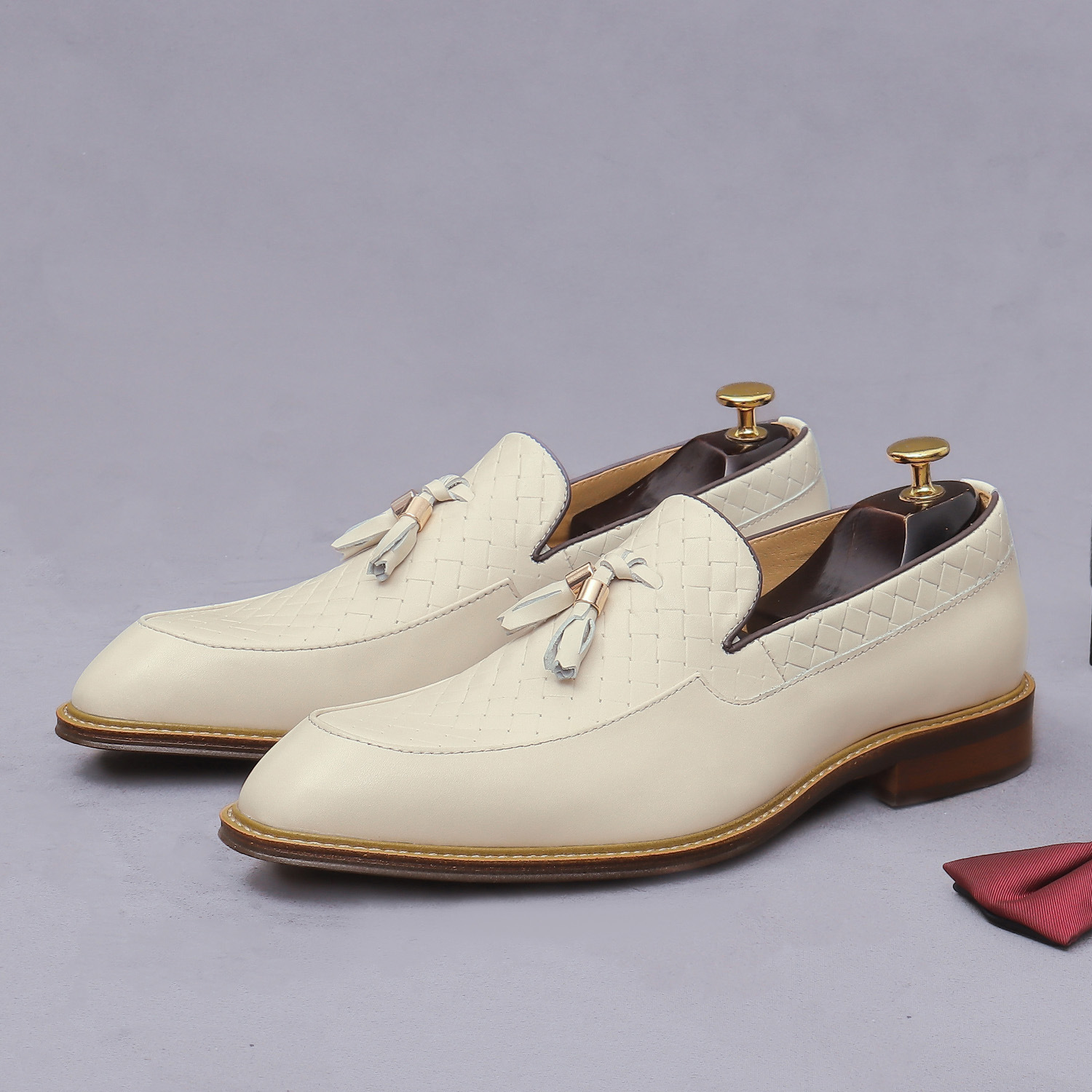 メンズフェイクレザーペニーローファー、複雑な織り模様のタッセ - Men'S Shoes Smart のレビューと価格