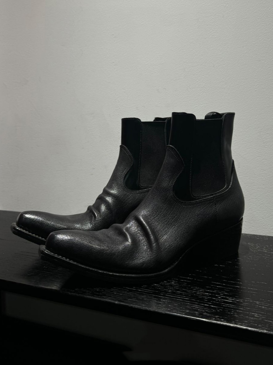 メンズ ブラック レザー チェルシーブーツ スタイリッシュな - Men'S Shoes Smart のレビューと価格